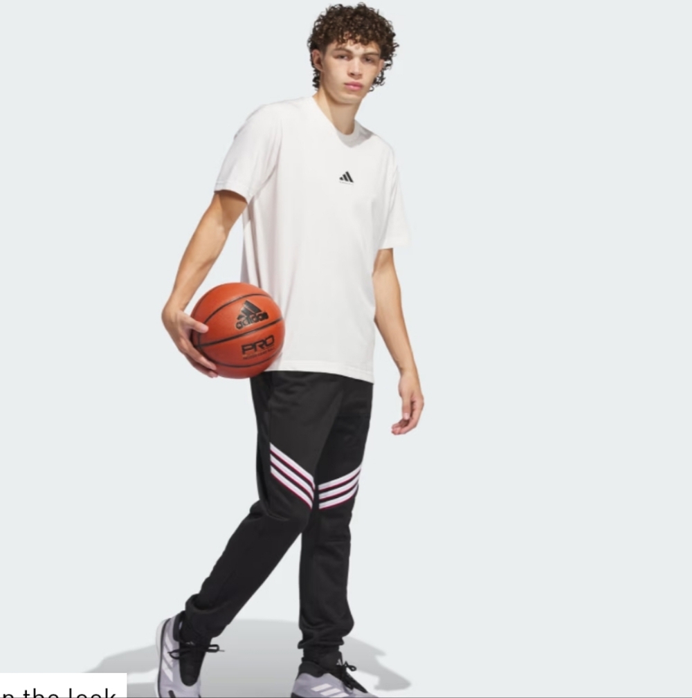 NWT Adidas Black Basketball Crazy Warm Fleece Pants Red and Stripe Size Medium